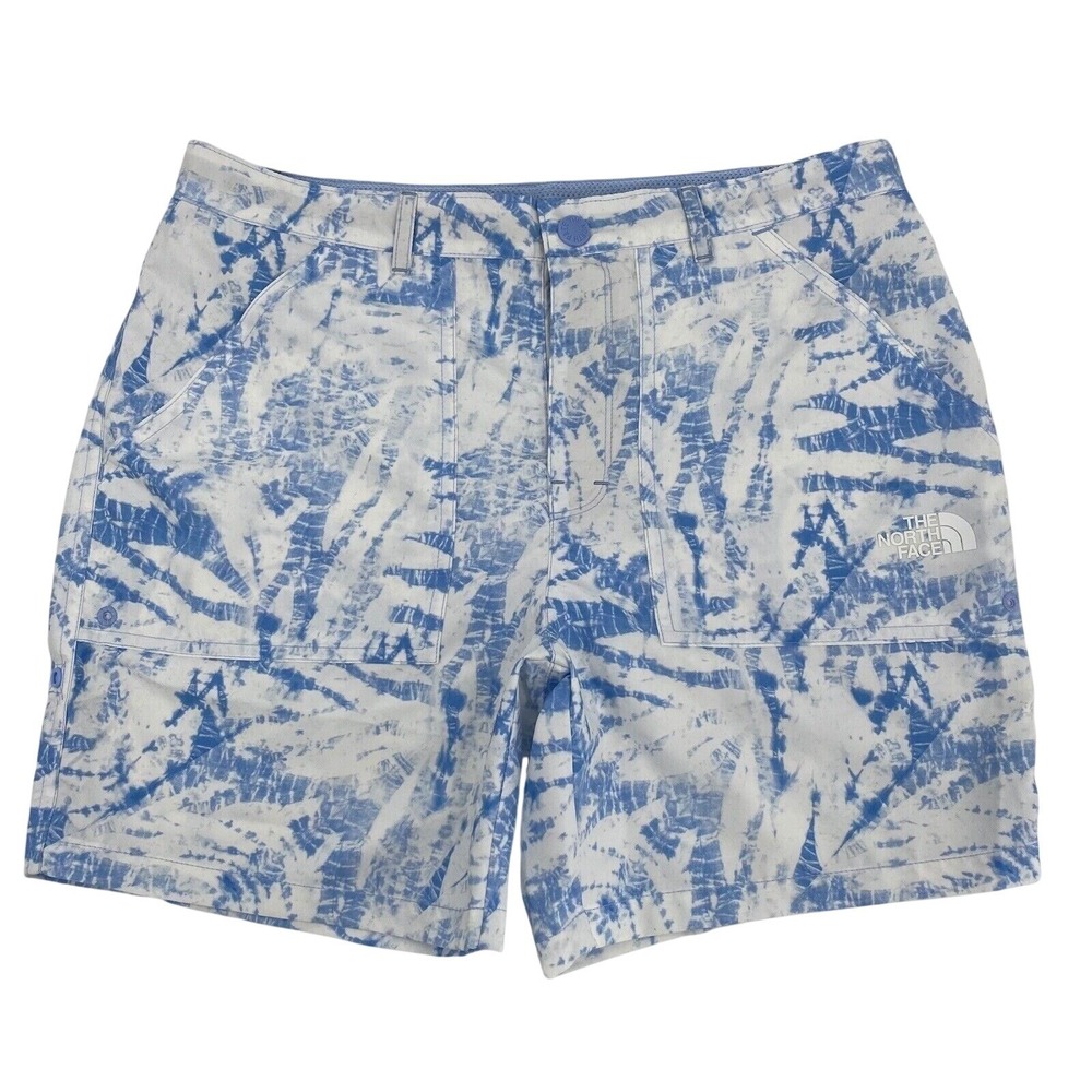 The North Face  Blue Tie Dye FlashDry Hiking Shorts Adjustable Waist Girls XL 18